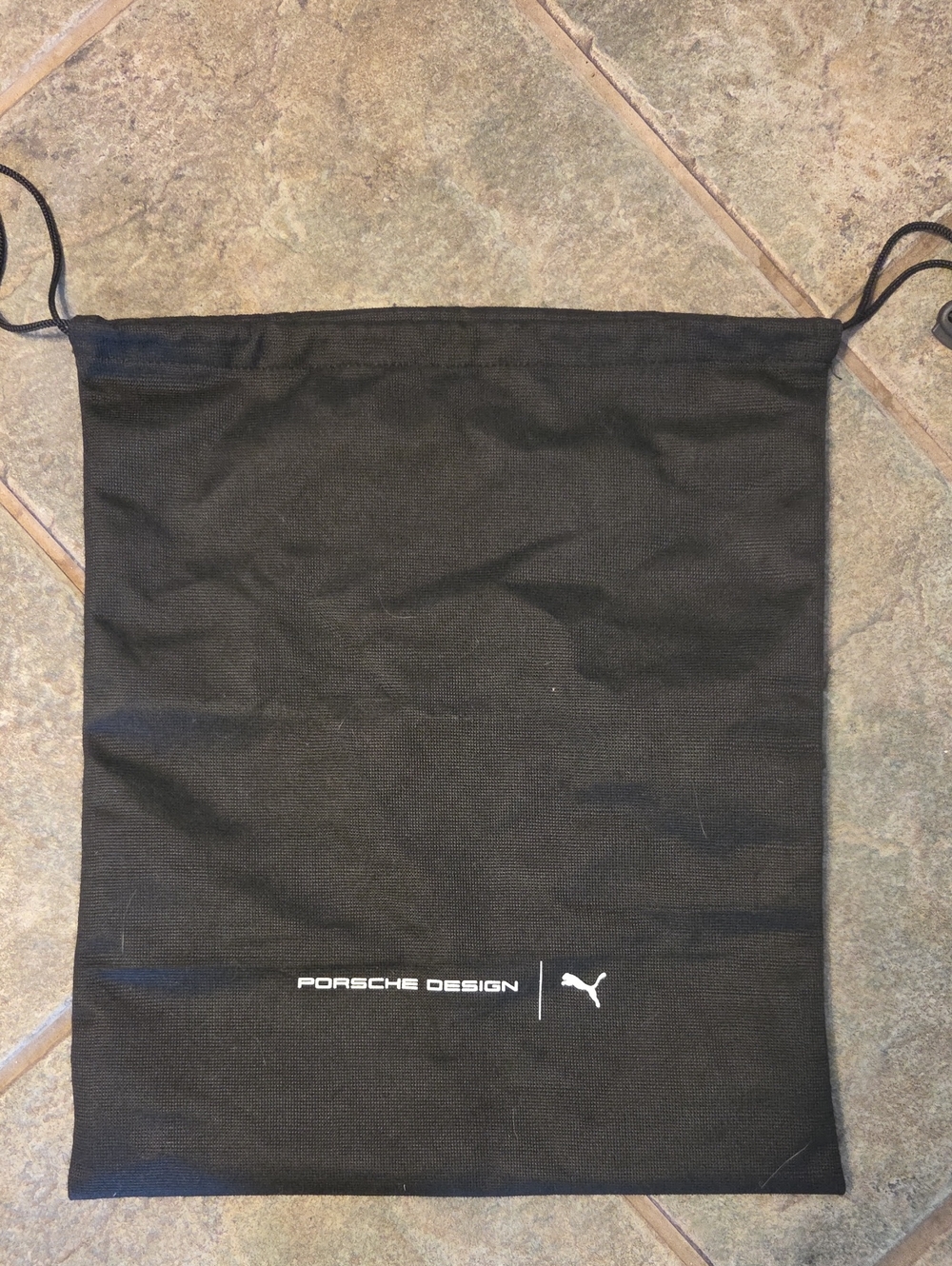 Porsche Design Black Drawstring Dust Pouch with White Logos